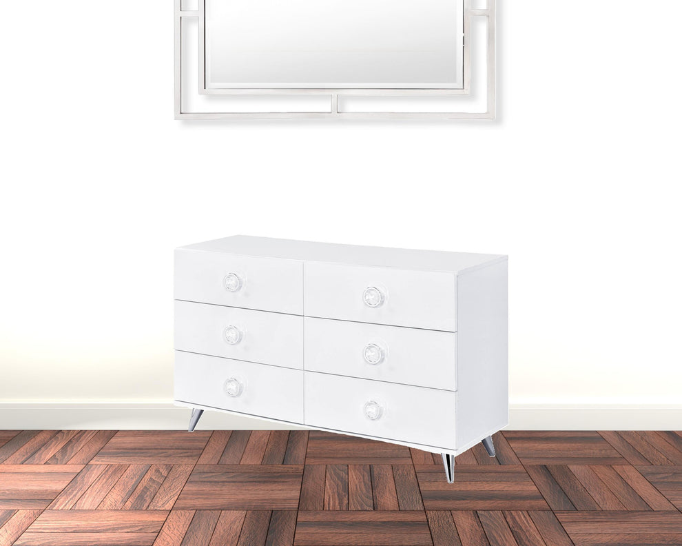White Finish Manufactured Wood Six Drawer Double Dresser By Homeroots | Dressers | Modishstore - 2