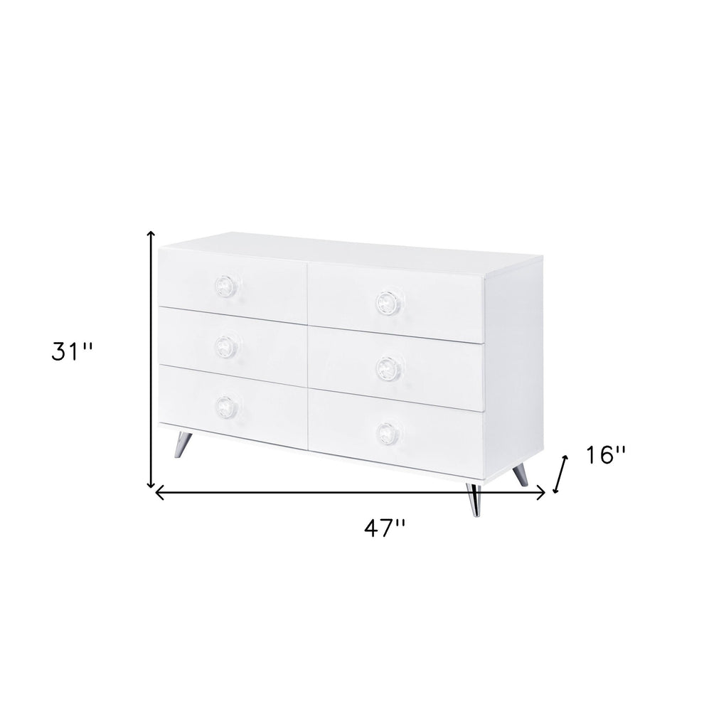 White Finish Manufactured Wood Six Drawer Double Dresser By Homeroots | Dressers | Modishstore - 5