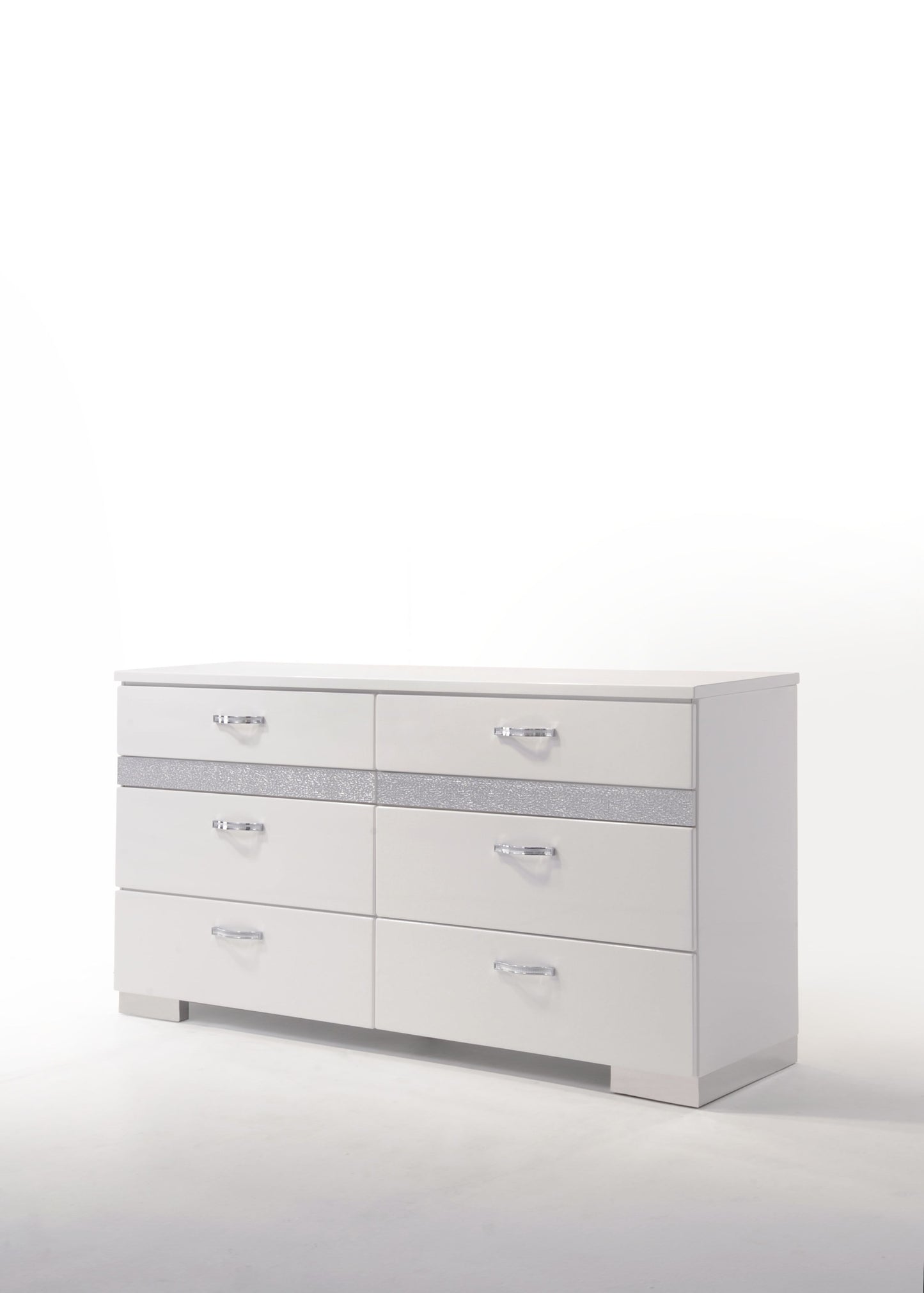 White High Gloss Manufactured Wood Eight Drawer Double Dresser By Homeroots | Dressers | Modishstore - 3