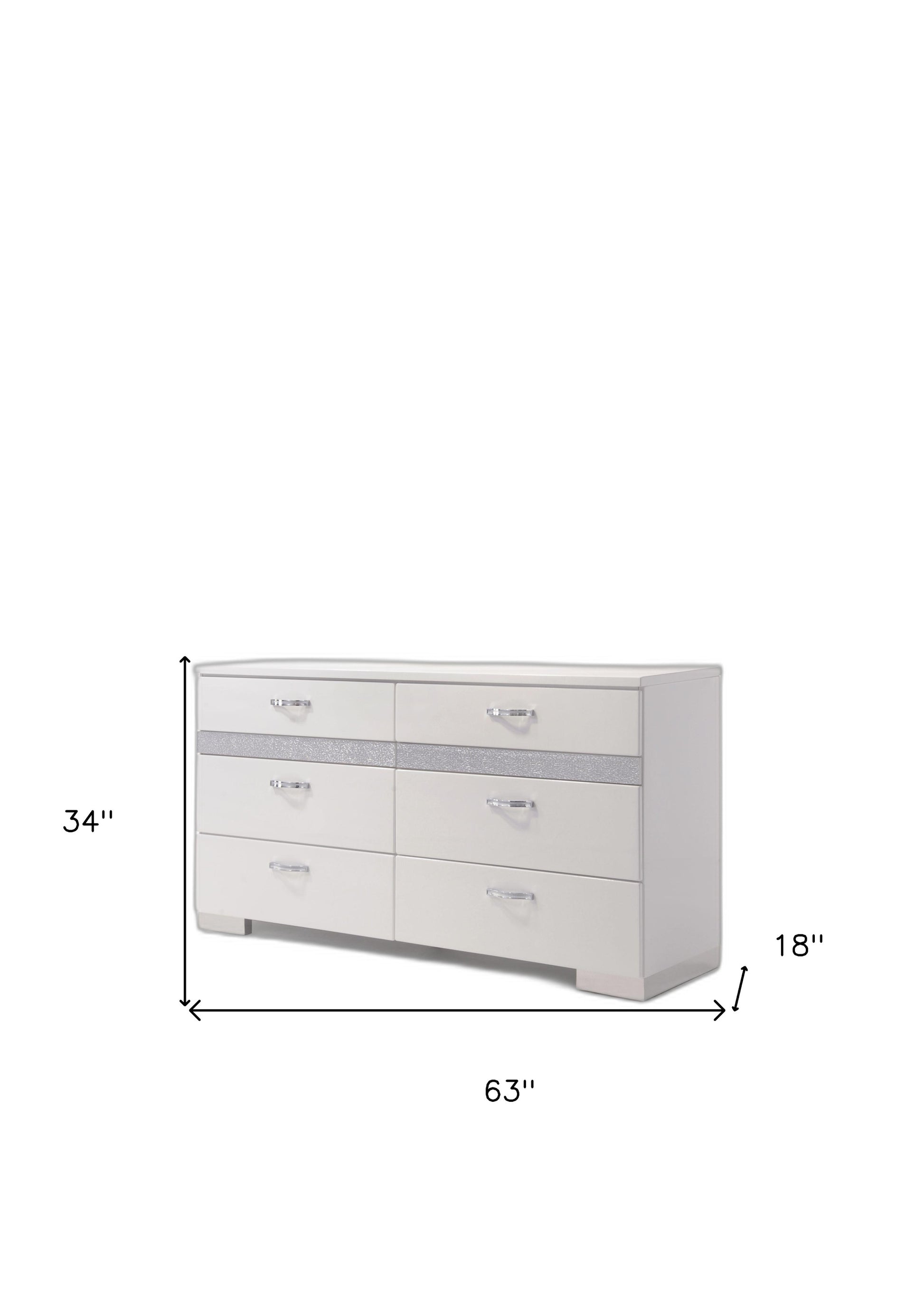 White High Gloss Manufactured Wood Eight Drawer Double Dresser By Homeroots | Dressers | Modishstore - 4