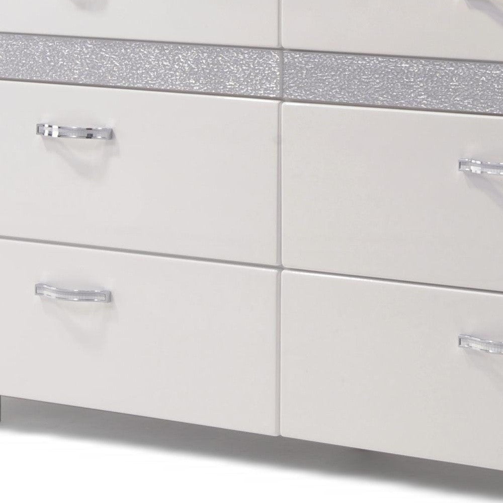 White High Gloss Manufactured Wood Eight Drawer Double Dresser By Homeroots | Dressers | Modishstore - 2