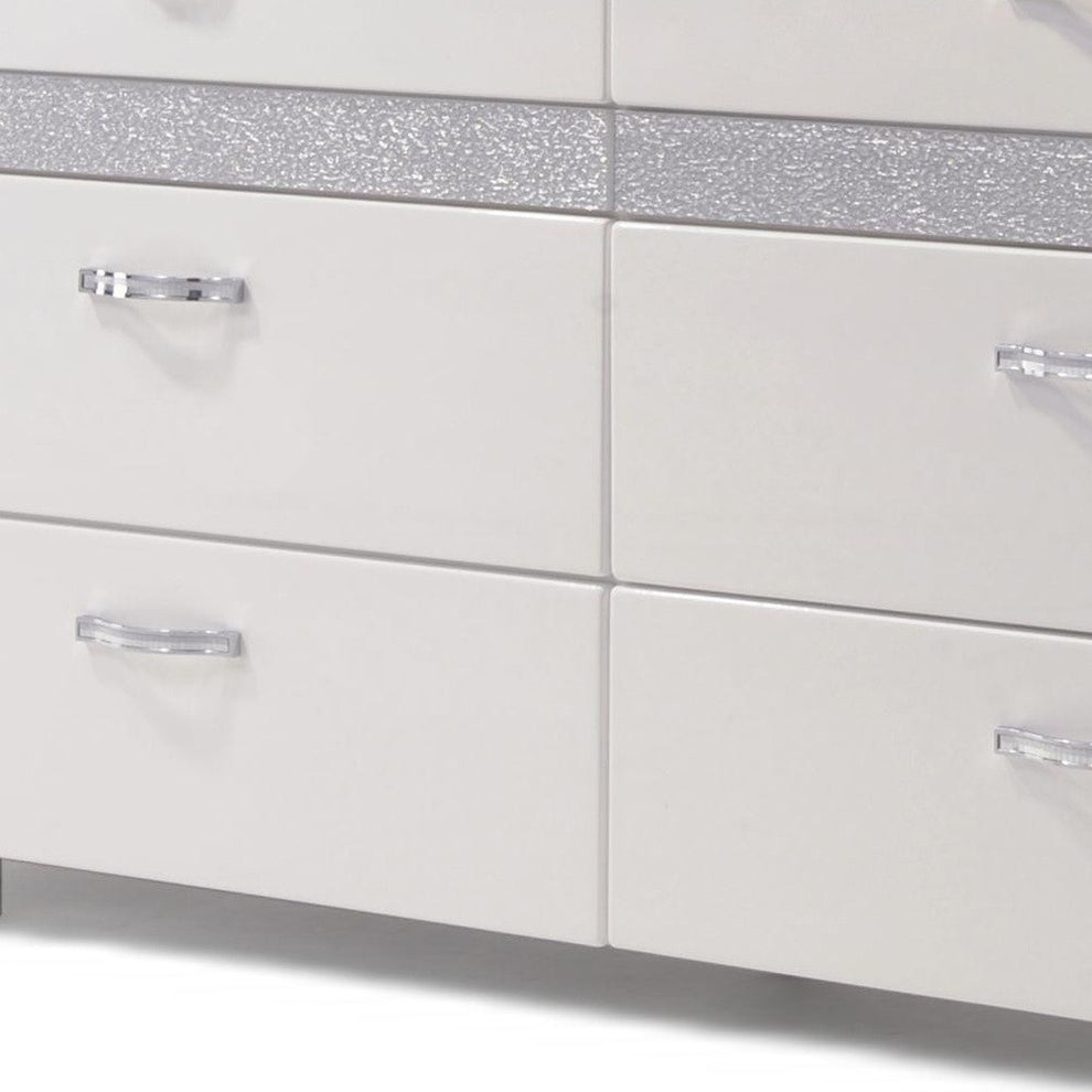 White High Gloss Manufactured Wood Eight Drawer Double Dresser By Homeroots | Dressers | Modishstore - 2