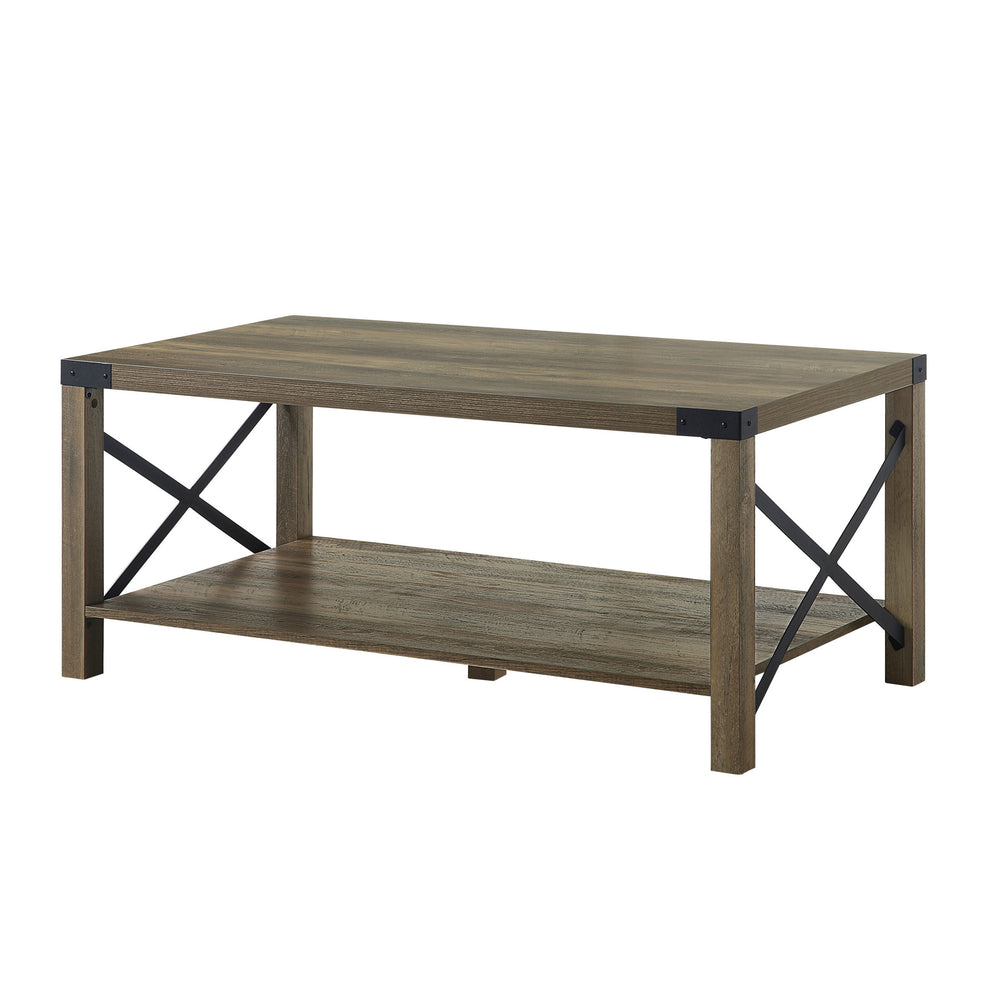 Oak Wood Coffee Table With Shelf By Homeroots | Coffee Tables | Modishstore - 2