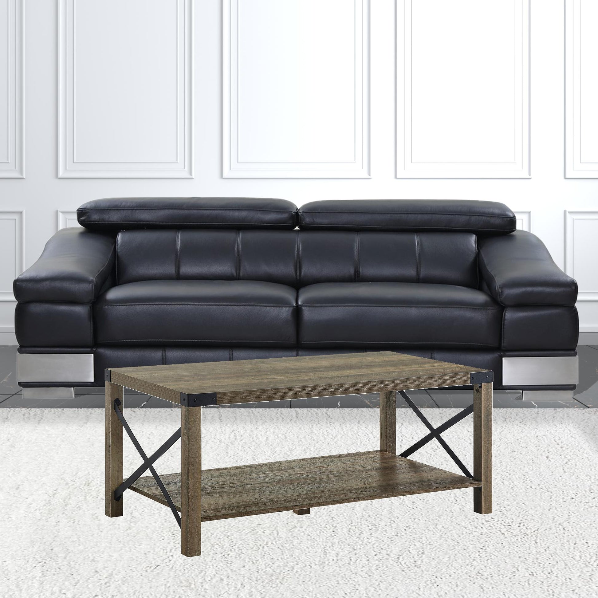 Oak Wood Coffee Table With Shelf By Homeroots | Coffee Tables | Modishstore - 3