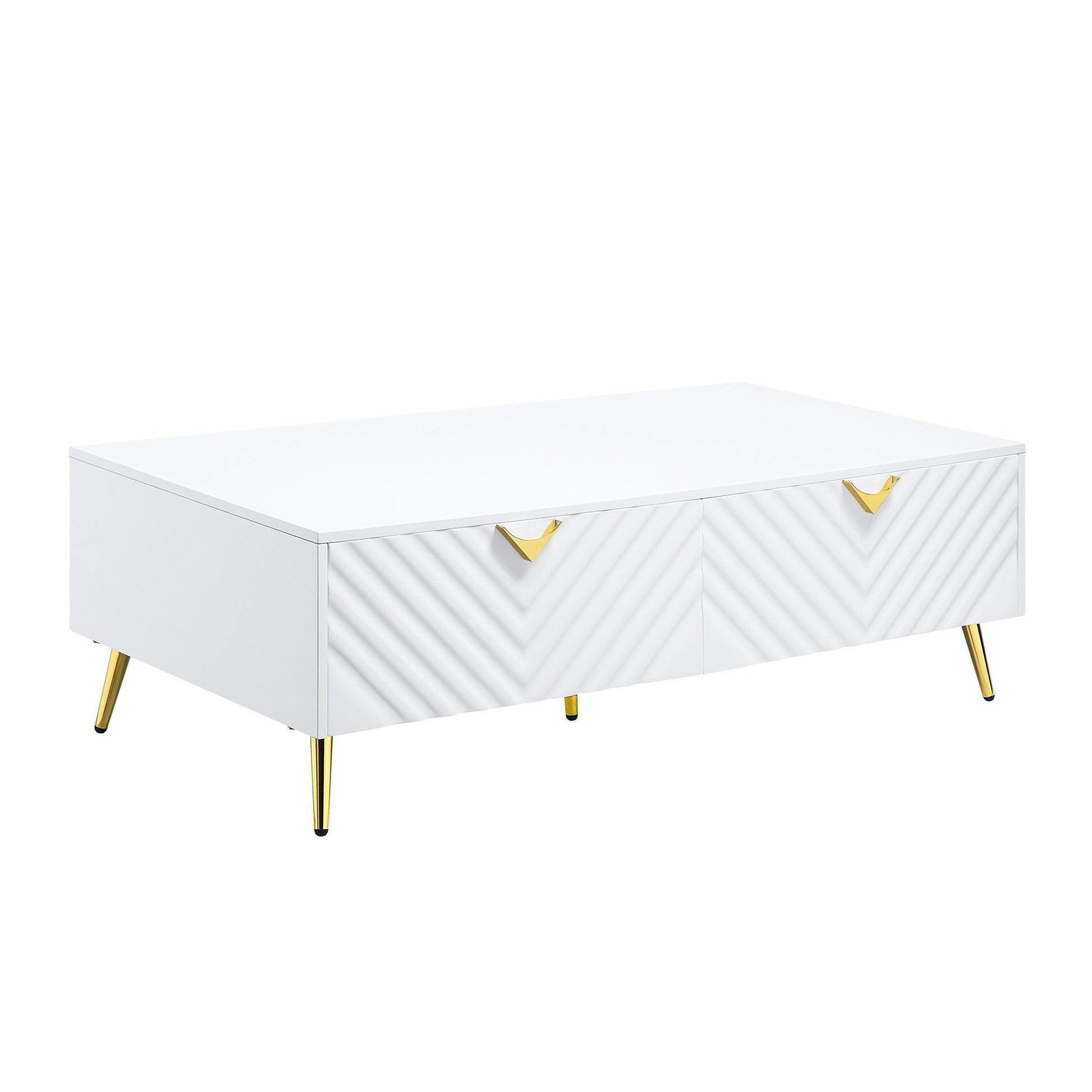 White Wood And Metal Coffee Table With Four Drawers By Homeroots | Coffee Tables | Modishstore - 2