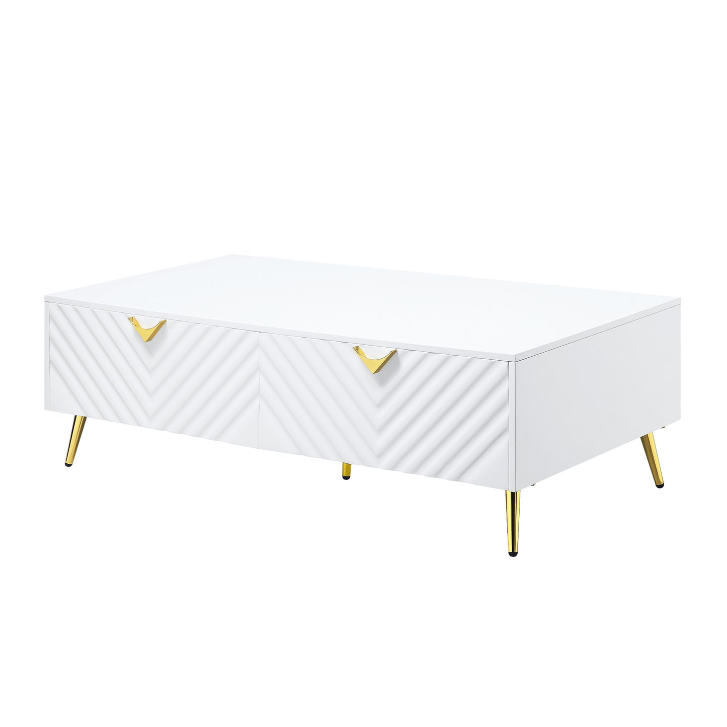 White Wood And Metal Coffee Table With Four Drawers By Homeroots | Coffee Tables | Modishstore - 3