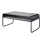 Gray and Black Concrete And Metal Sled Coffee Table With Shelf By Homeroots | Coffee Tables | Modishstore - 2