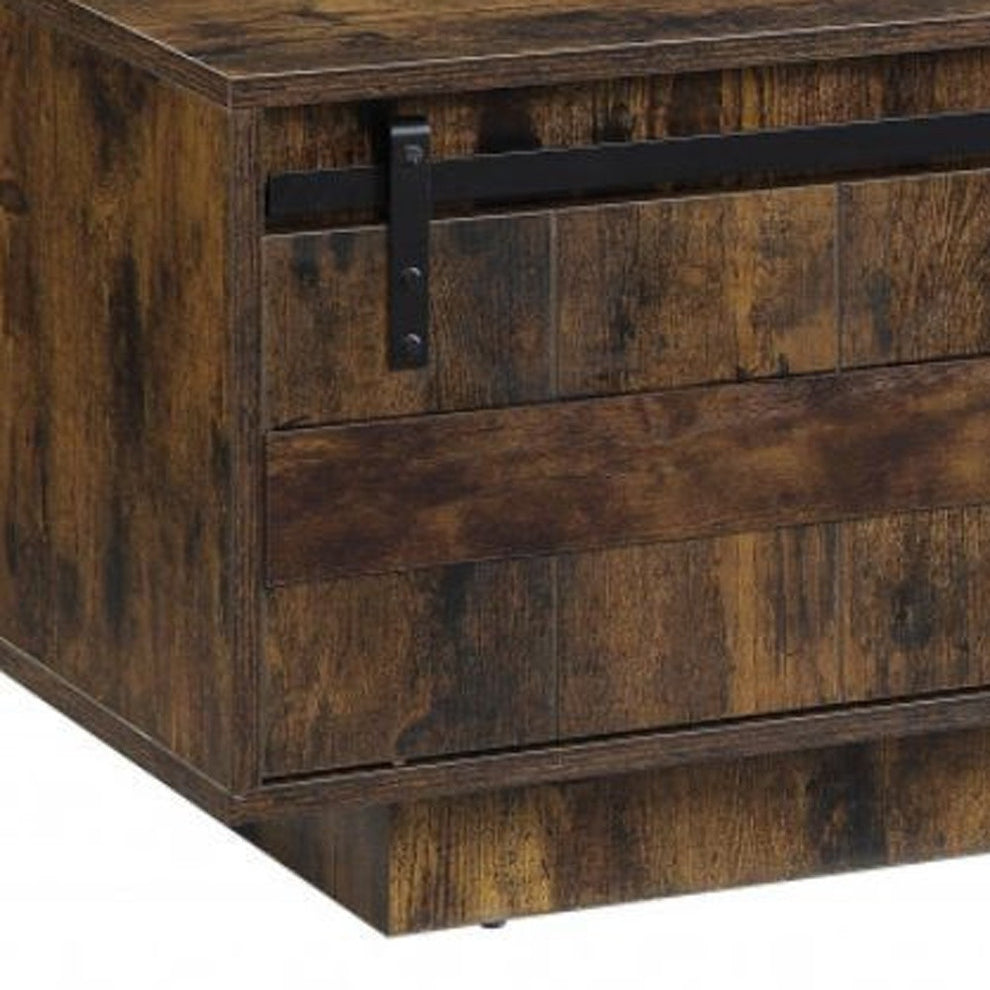 Brown and Black Melamine Veneer And Wood Coffee Table With Drawer And Shelf By Homeroots | Coffee Tables | Modishstore - 5