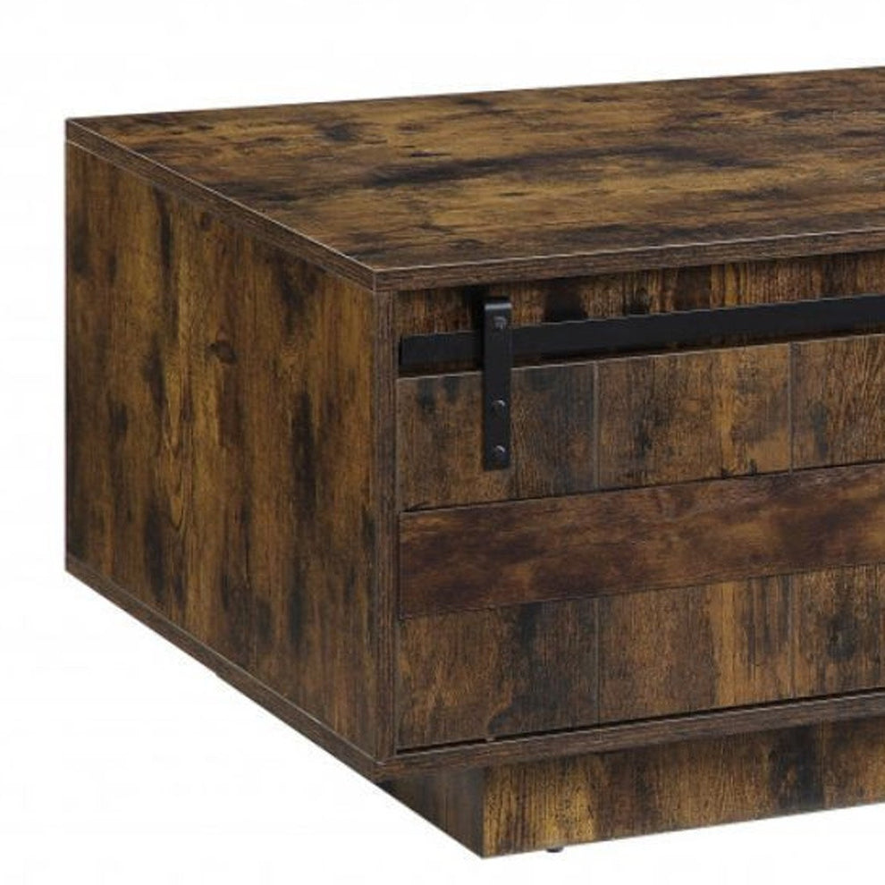 Brown and Black Melamine Veneer And Wood Coffee Table With Drawer And Shelf By Homeroots | Coffee Tables | Modishstore - 4
