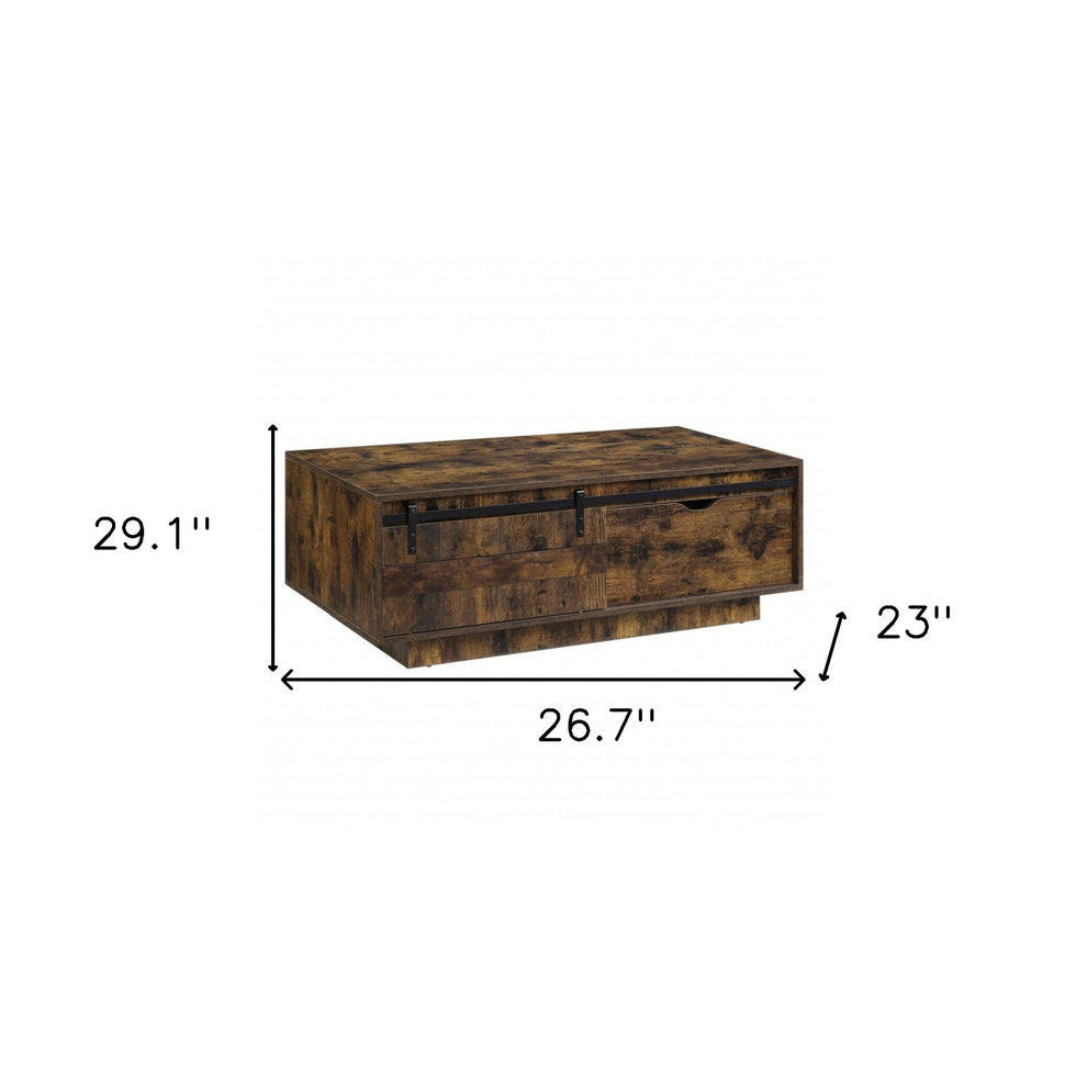 Brown and Black Melamine Veneer And Wood Coffee Table With Drawer And Shelf By Homeroots | Coffee Tables | Modishstore - 6