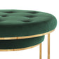 Set of Two Green Velvet and Gold Tufted Round Ottomans By Homeroots | Ottomans | Modishstore - 5