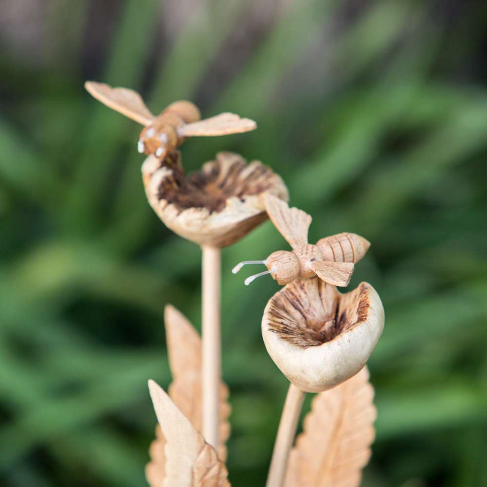 Parasite Bees on Flowers Set of 4 By Garden Age Supply | Sculptures | Modishstore - 4