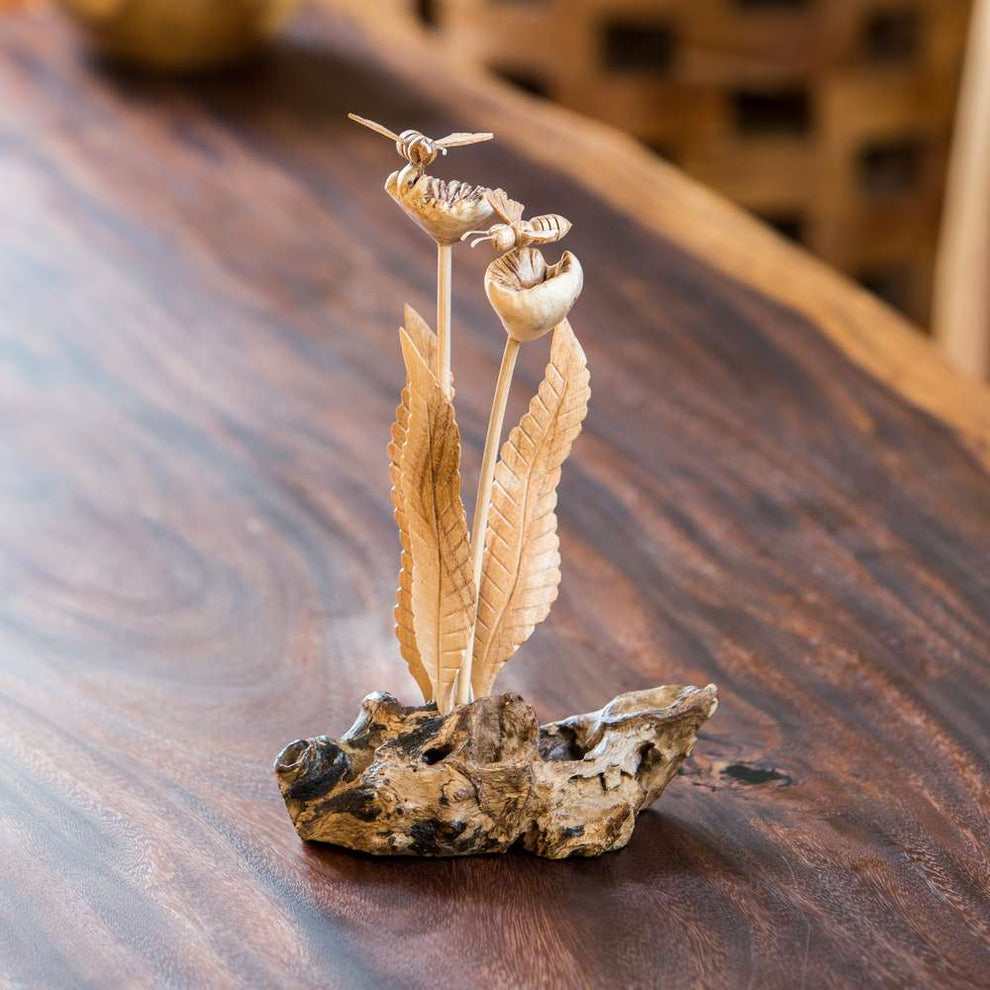 Parasite Bees on Flowers Set of 4 By Garden Age Supply | Sculptures | Modishstore - 2