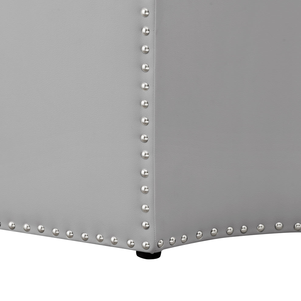 Silver Faux Leather Tufted Octagonal Cocktail Ottoman By Homeroots | Ottomans | Modishstore - 6