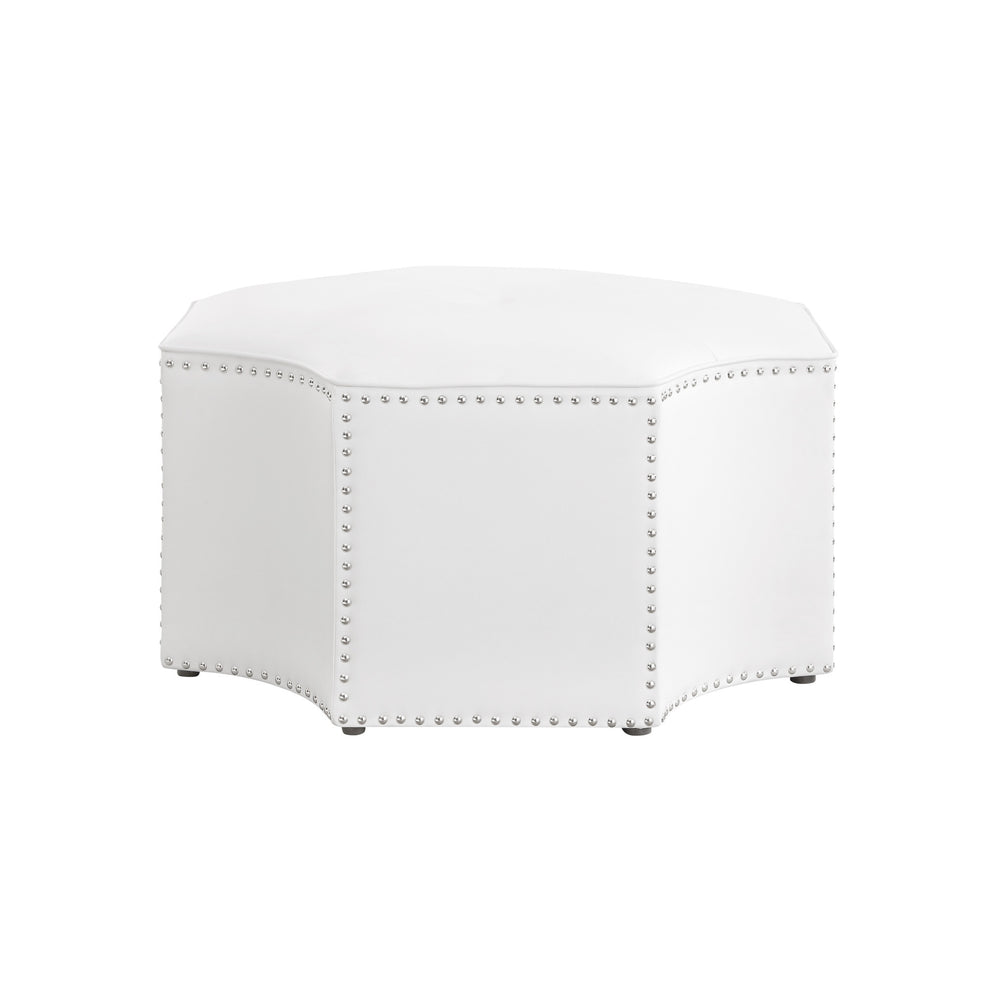White Faux Leather Tufted Octagonal Cocktail Ottoman By Homeroots | Ottomans | Modishstore - 7