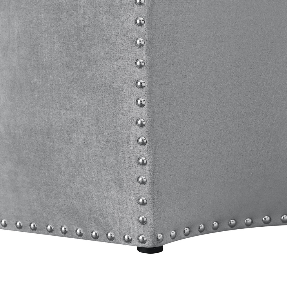 Gray Velvet Tufted Octagonal Cocktail Ottoman By Homeroots | Ottomans | Modishstore - 8