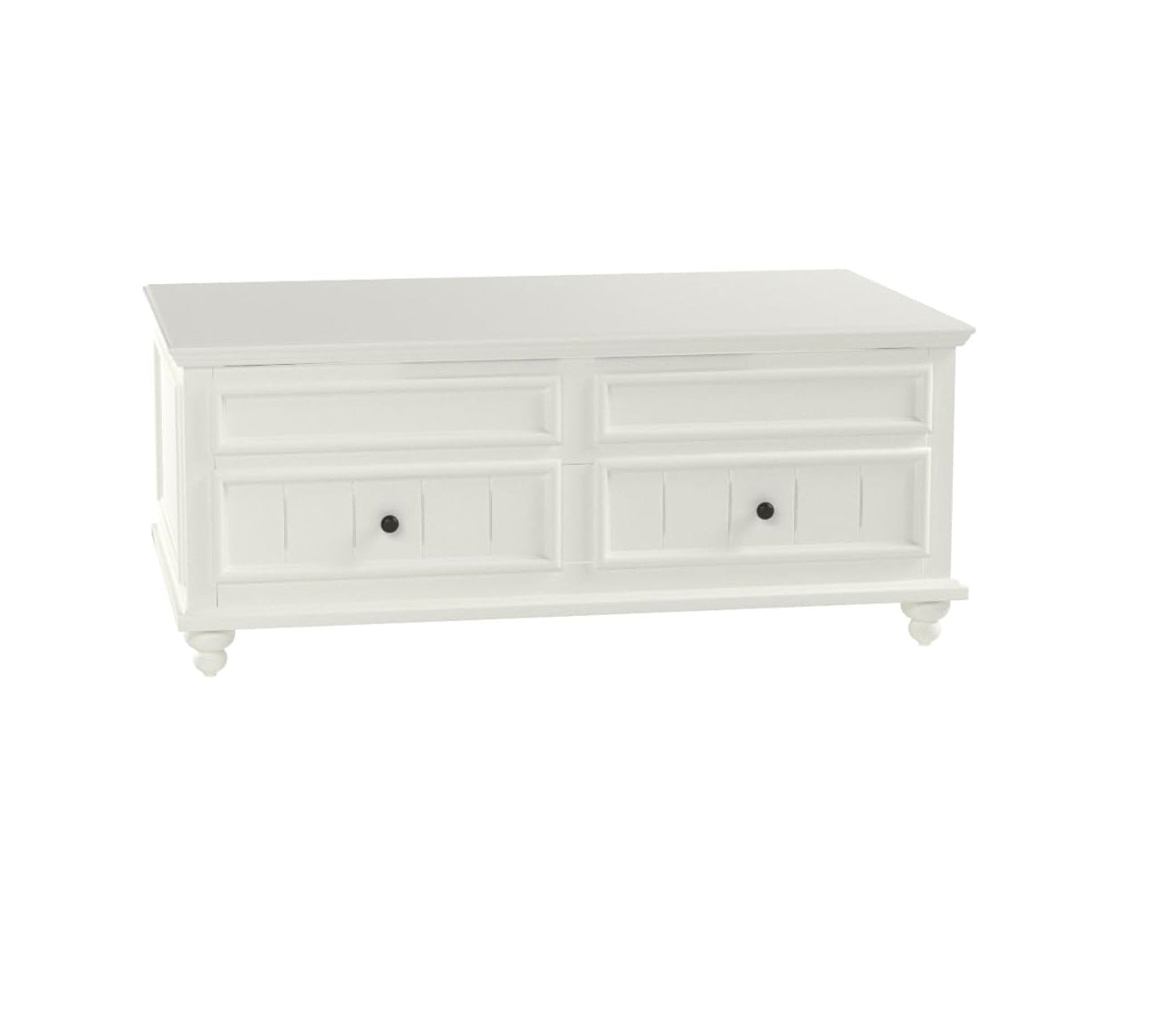 White Wood Lift Top Solid Coffee Table With Two Drawers By Homeroots | Coffee Tables | Modishstore - 1