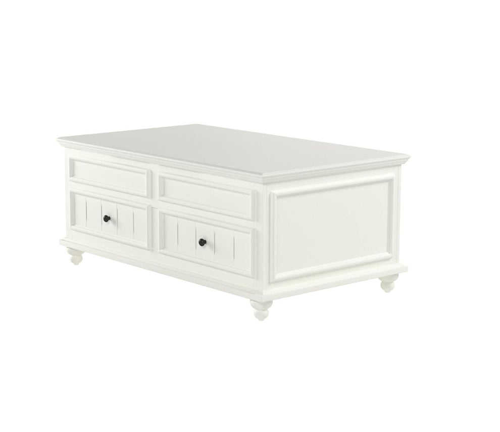 White Wood Lift Top Solid Coffee Table With Two Drawers By Homeroots | Coffee Tables | Modishstore - 4