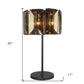 Bronze Metal Four Light Cylinder Bedside Table Lamp With Amber Round Shade By Homeroots | Table Lamps | Modishstore - 5