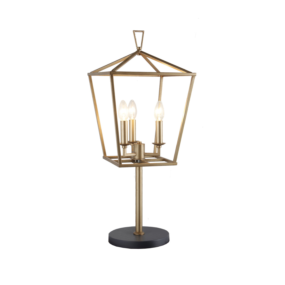 Black Iron Three Light Bedside Table Lamp By Homeroots | Table Lamps | Modishstore - 1