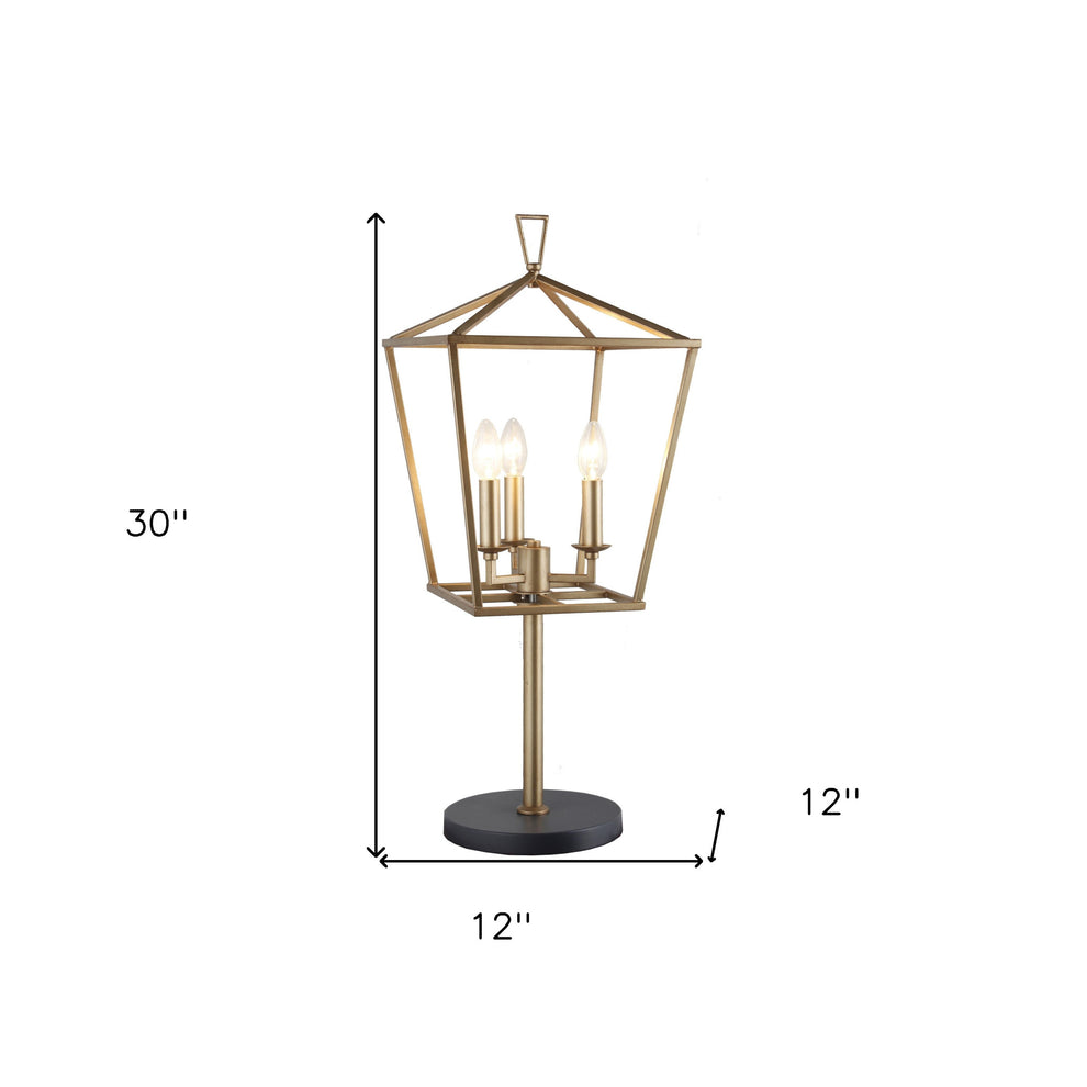 Black Iron Three Light Bedside Table Lamp By Homeroots | Table Lamps | Modishstore - 4