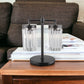 Black Iron Two Light Cylinder Bedside Table Lamp With Clear Cylinder Shade By Homeroots | Table Lamps | Modishstore - 2