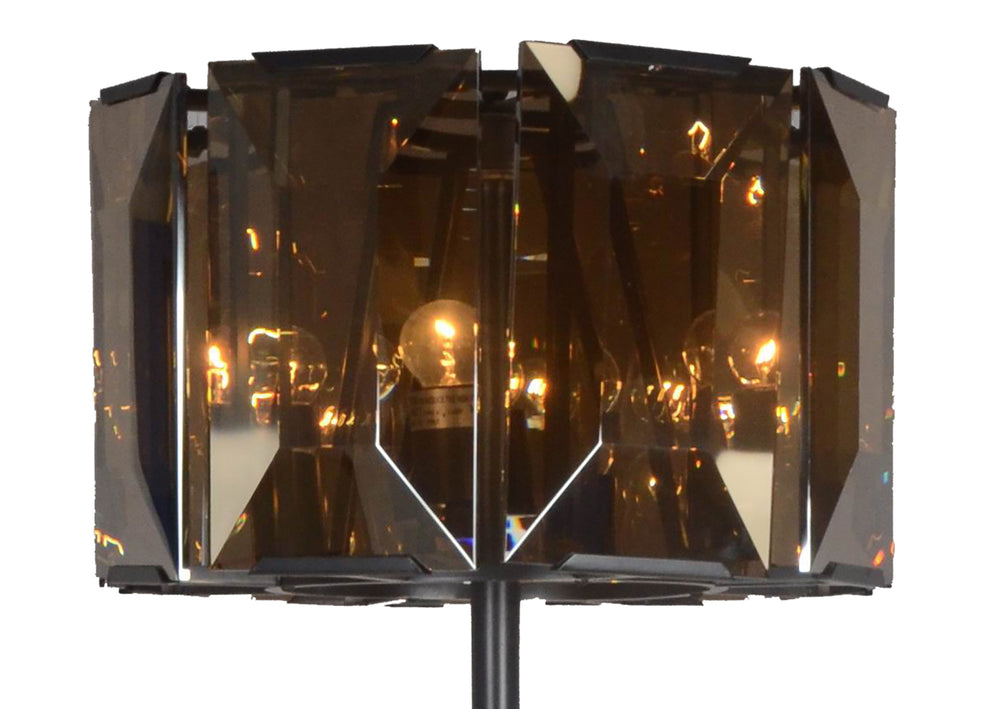 Dark Bronze Floor Lamp With Amber Solid Color Beveled Glass Drum Shade By Homeroots | Floor Lamps | Modishstore - 4