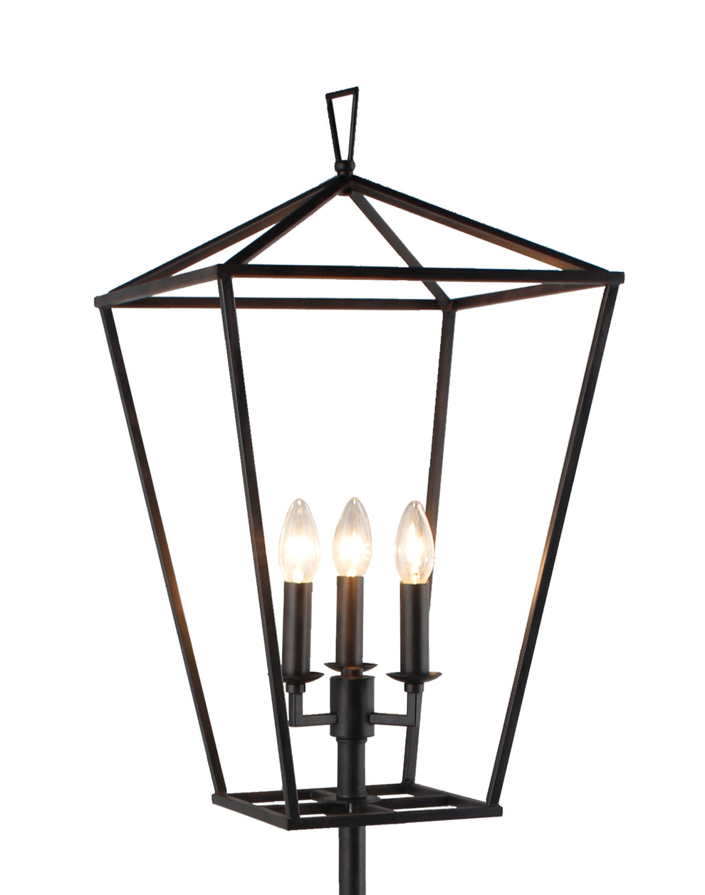 Black Three Light Floor Lamp With Black Geometric Shade By Homeroots | Floor Lamps | Modishstore - 2