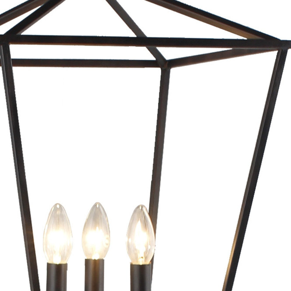 Black Three Light Floor Lamp With Black Geometric Shade By Homeroots | Floor Lamps | Modishstore - 4