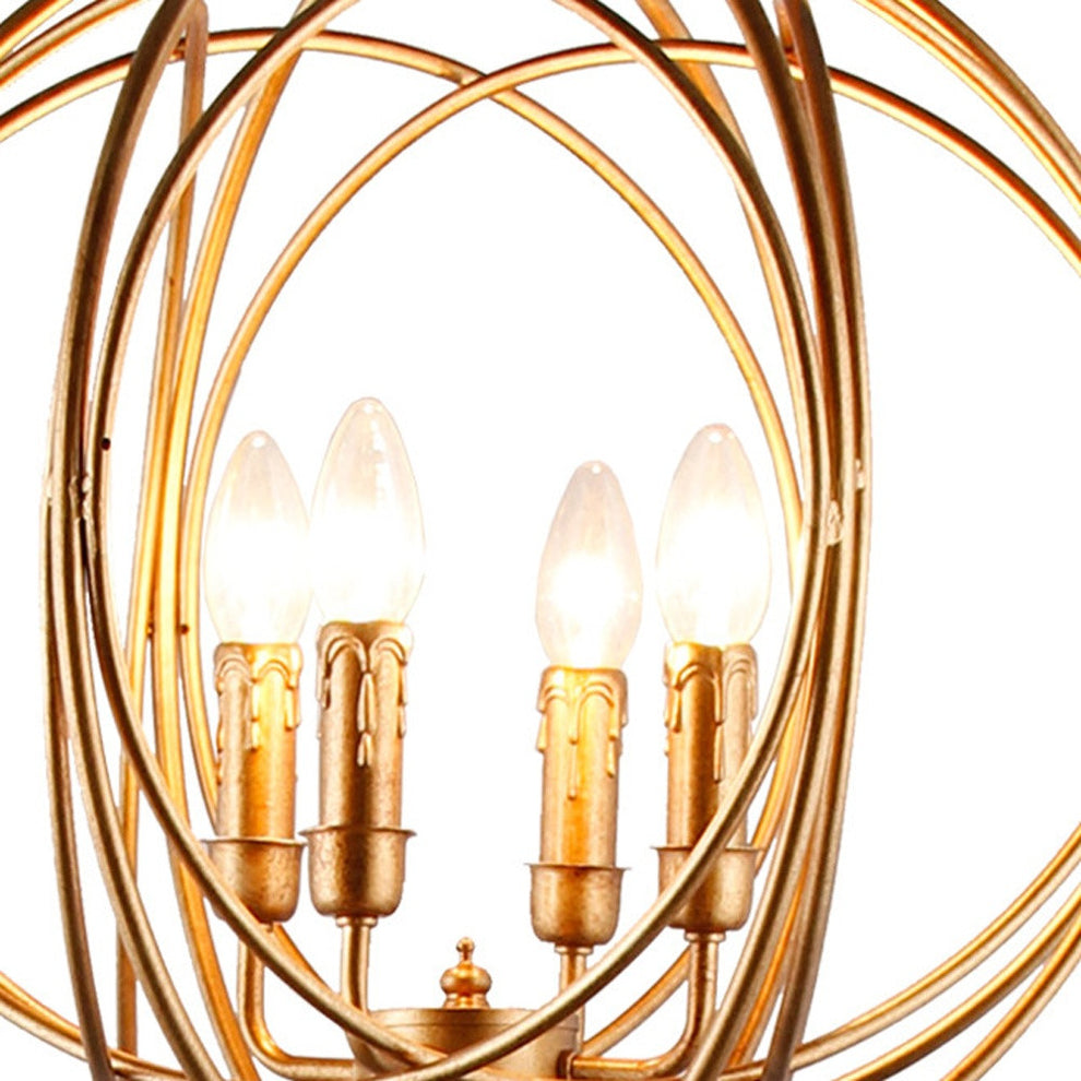 Gold Four Light Floor Lamp With Modern Gold Geometric Globe Shade By Homeroots | Floor Lamps | Modishstore - 4