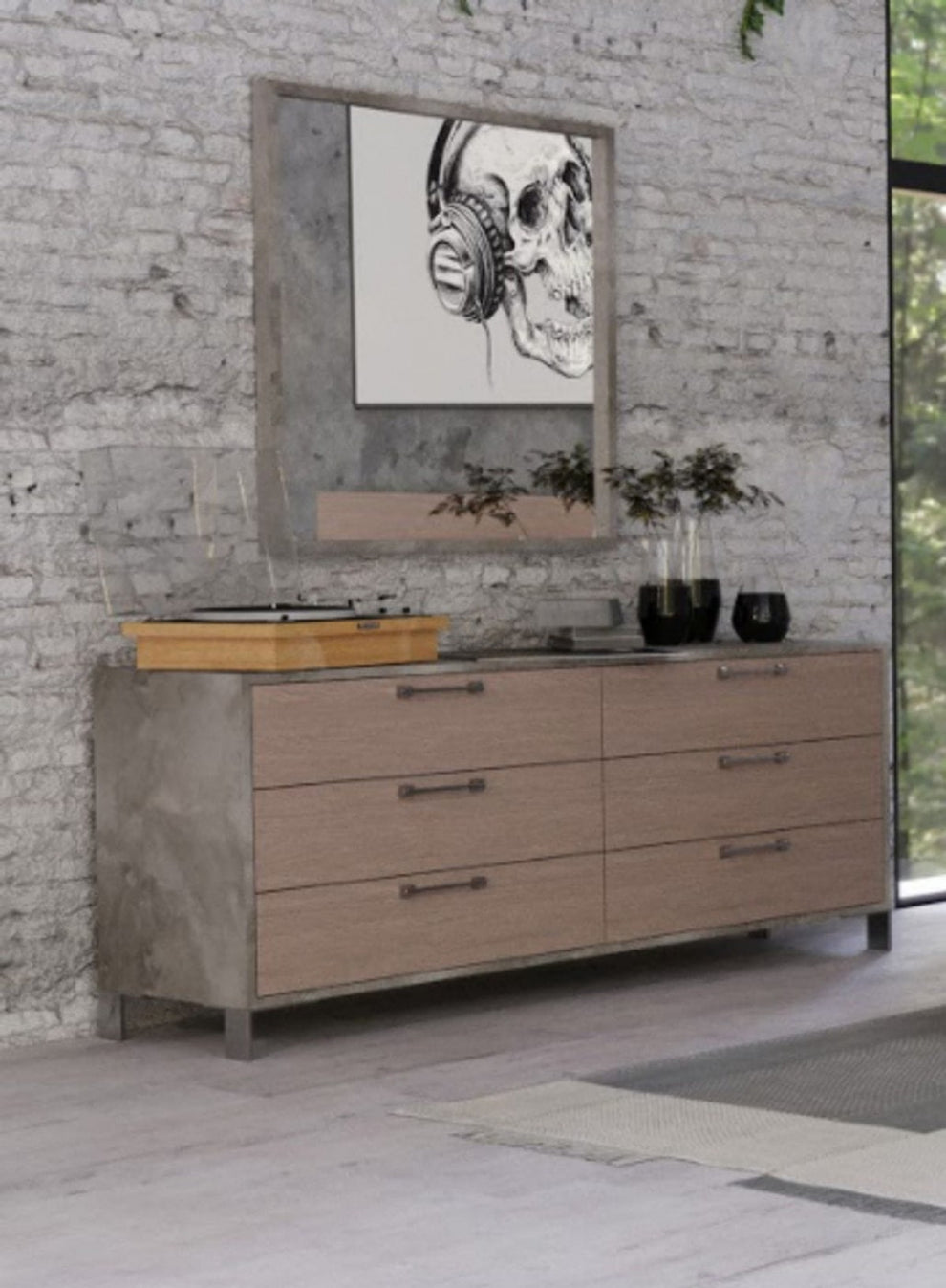 Brown Oak Grey Solid And Manufactured Wood Six Drawer Dresser By Homeroots | Dressers | Modishstore - 6