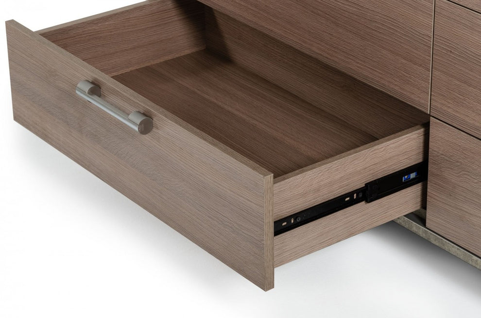Brown Oak Grey Solid And Manufactured Wood Six Drawer Dresser By Homeroots | Dressers | Modishstore - 5