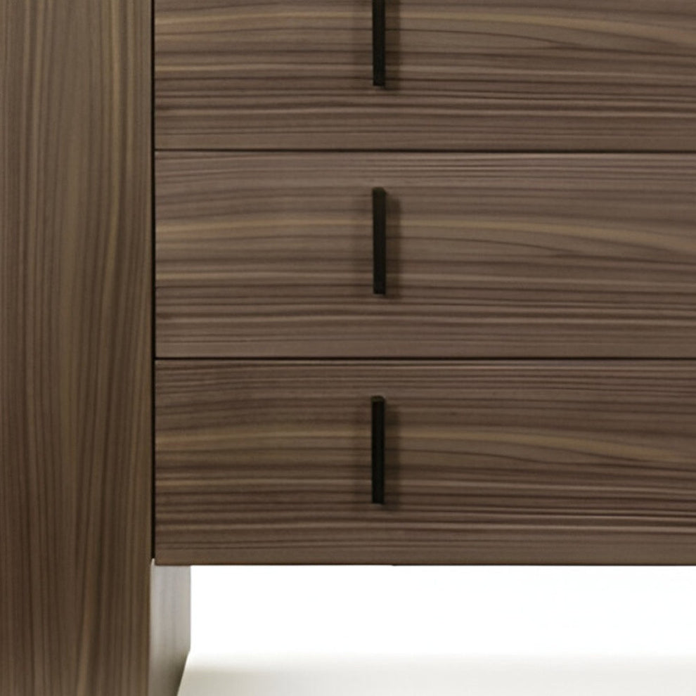 Walnut Marble Solid And Manufactured Wood Three Drawer Dresser By Homeroots | Dressers | Modishstore - 4