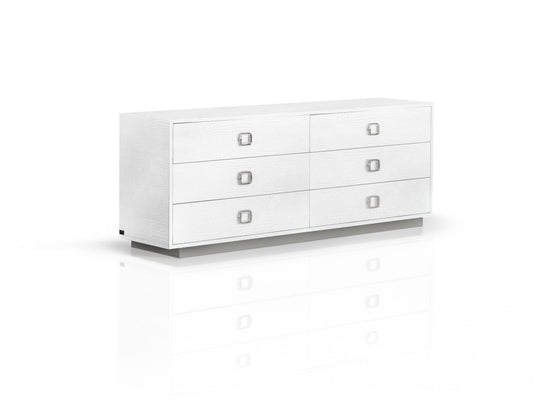 White Solid And Manufactured Wood Six Drawer Dresser By Homeroots | Dressers | Modishstore - 1