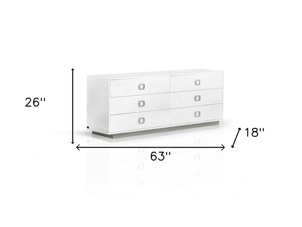 White Solid And Manufactured Wood Six Drawer Dresser By Homeroots | Dressers | Modishstore - 5