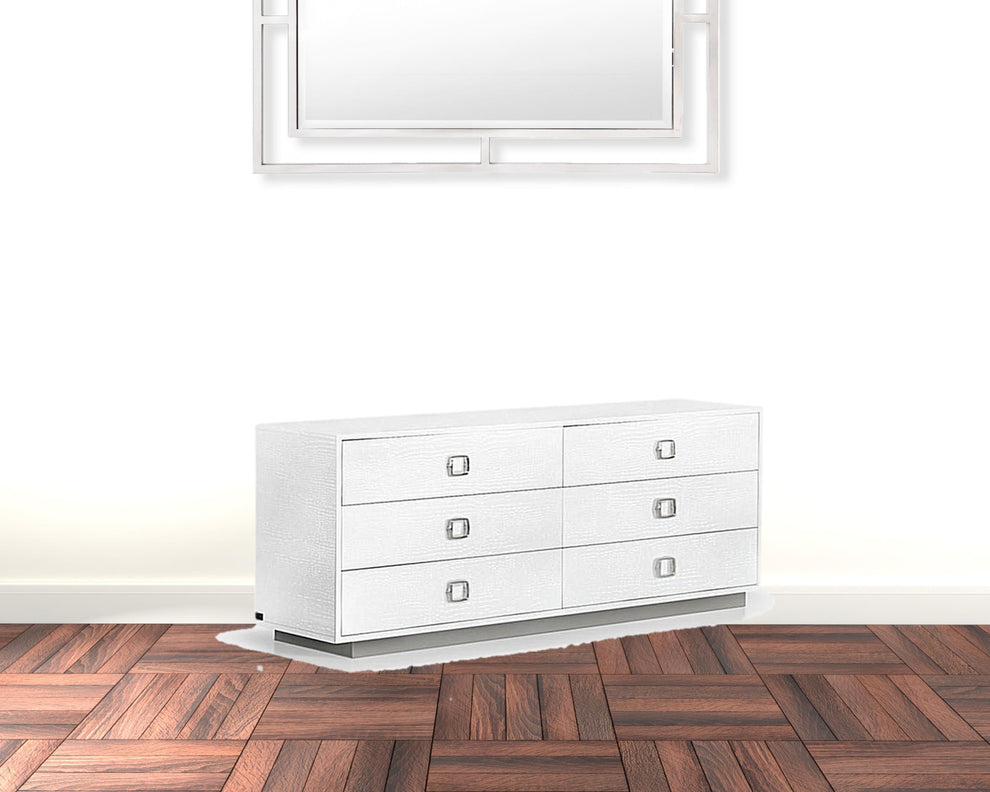 White Solid And Manufactured Wood Six Drawer Dresser By Homeroots | Dressers | Modishstore - 2