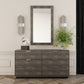 Grey Solid And Manufactured Wood Six Drawer Double Dresser By Homeroots | Dressers | Modishstore - 4