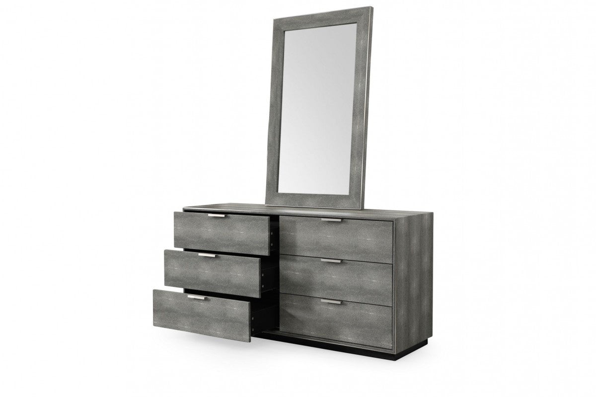 Grey Solid And Manufactured Wood Six Drawer Double Dresser By Homeroots | Dressers | Modishstore - 1