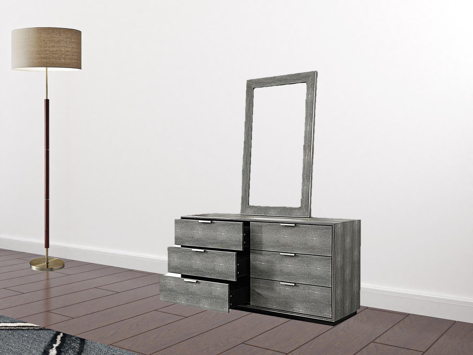 Grey Solid And Manufactured Wood Six Drawer Double Dresser By Homeroots | Dressers | Modishstore - 3