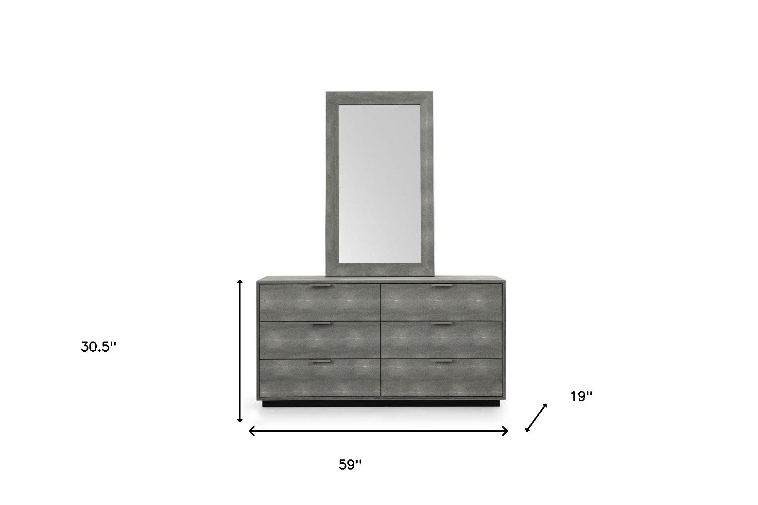 Grey Solid And Manufactured Wood Six Drawer Double Dresser By Homeroots | Dressers | Modishstore - 5