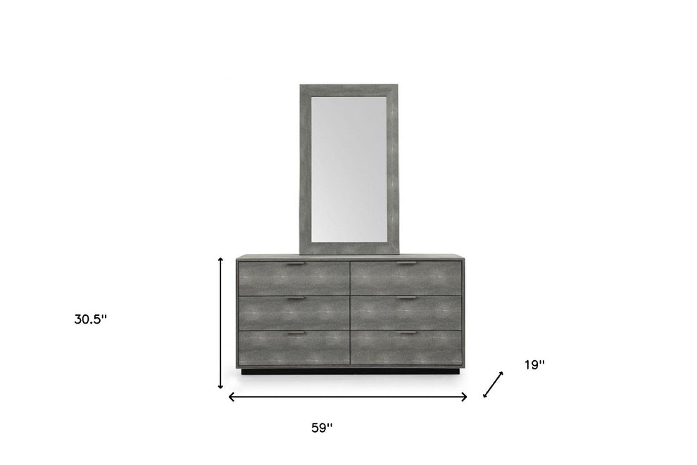 Grey Solid And Manufactured Wood Six Drawer Double Dresser By Homeroots | Dressers | Modishstore - 5