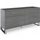 Grey Solid And Manufactured Wood Six Drawer Dresser By Homeroots | Dressers | Modishstore - 1