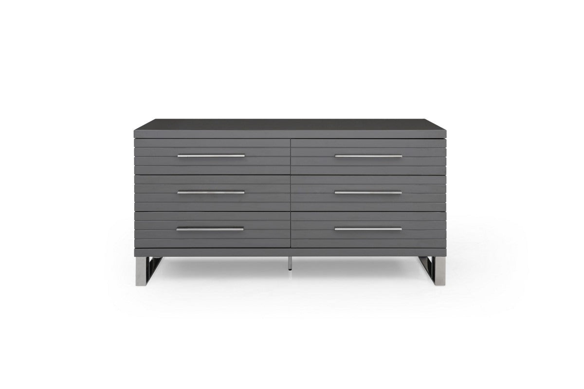 Grey Solid And Manufactured Wood Six Drawer Dresser By Homeroots | Dressers | Modishstore - 2