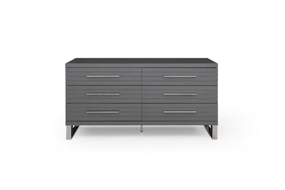Grey Solid And Manufactured Wood Six Drawer Dresser By Homeroots | Dressers | Modishstore - 2