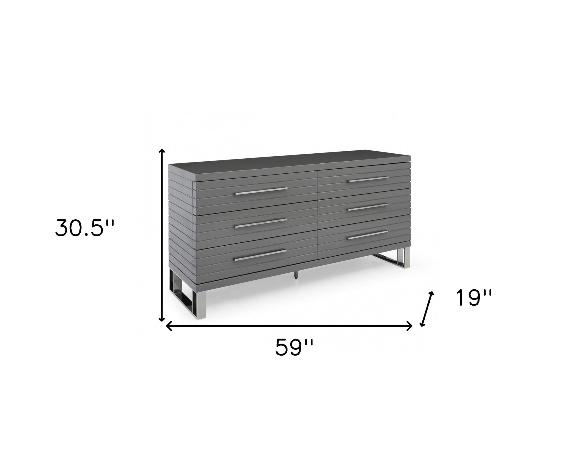 Grey Solid And Manufactured Wood Six Drawer Dresser By Homeroots | Dressers | Modishstore - 5