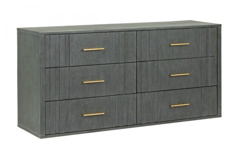 Dark Grey Solid And Manufactured Wood Six Drawer Dresser By Homeroots | Dressers | Modishstore - 2