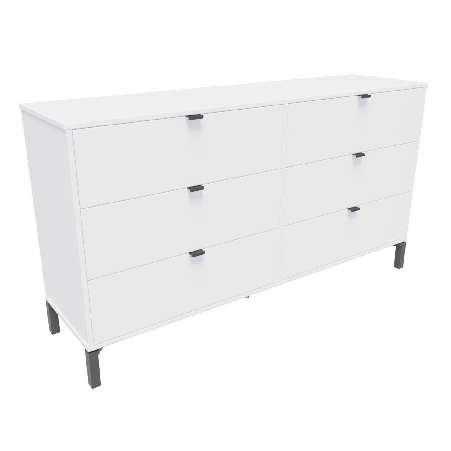 White and Black Six Drawer Double Dresser By Homeroots | Dressers | Modishstore - 1