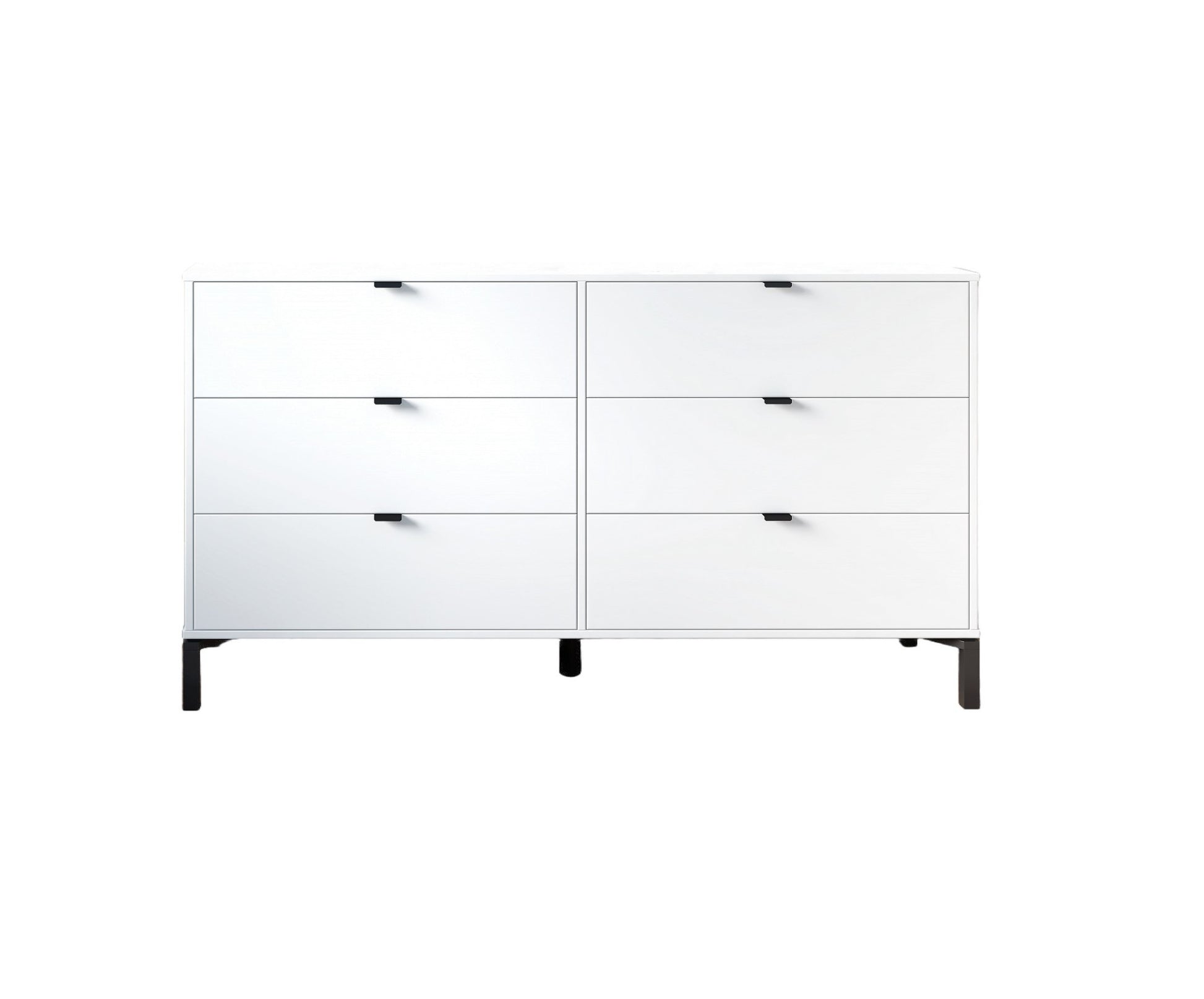 White and Black Six Drawer Double Dresser By Homeroots | Dressers | Modishstore - 5