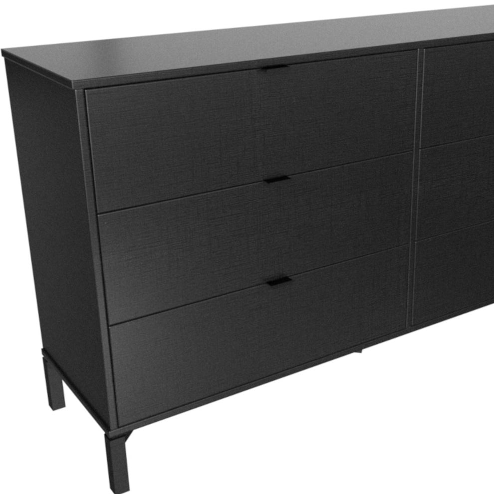 Black Charcoal Six Drawer Double Dresser By Homeroots | Dressers | Modishstore - 7