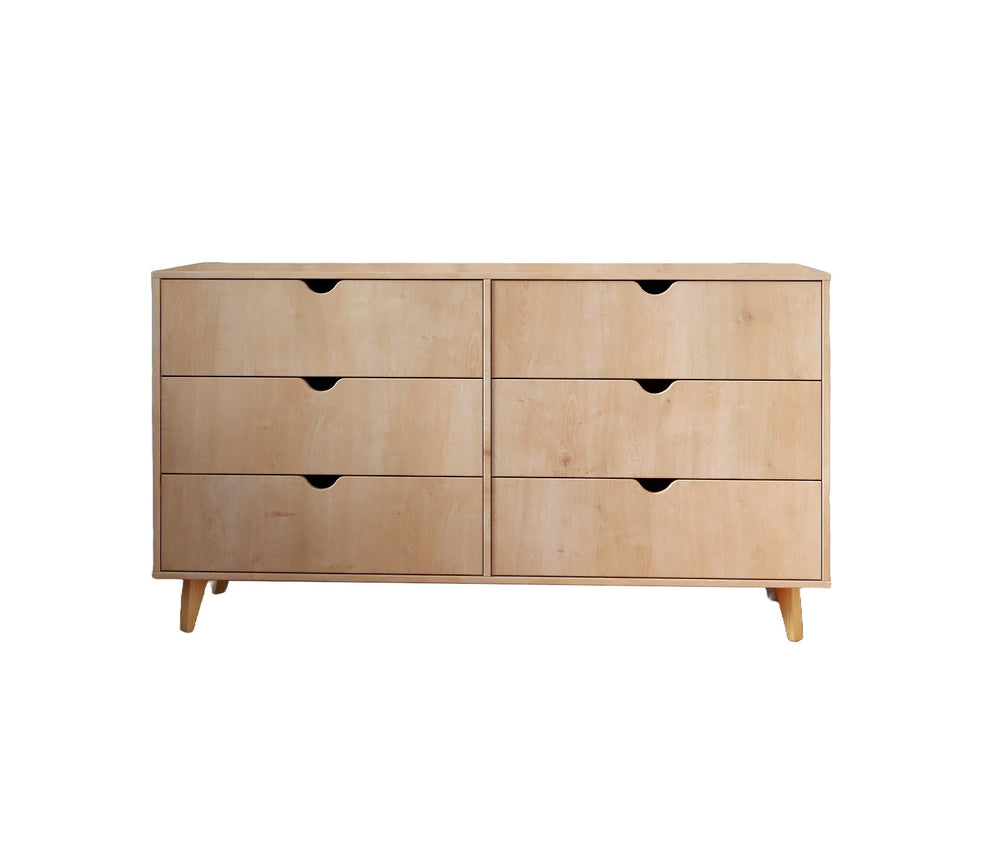 Natural Six Drawer Double Dresser By Homeroots | Dressers | Modishstore - 3